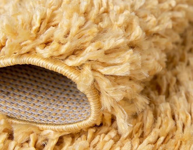 Unique Loom Davos Shag Collection Area Rug - Solid (2' 7" x 20' Runner, Sun Yellow)