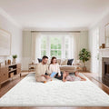Cream White Area Rugs 9x12 Living Room Bedroom, Fluffy Large Rug Soft Shag Non-Slip Carpet for Kids Boys and Girls Room Dorm Home Decor (9ft x 12ft)