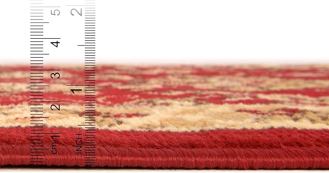 Rugs.com Yasmin Collection Rug – 10 Ft Runner Burgundy Medium Rug Perfect for Hallways, Entryways