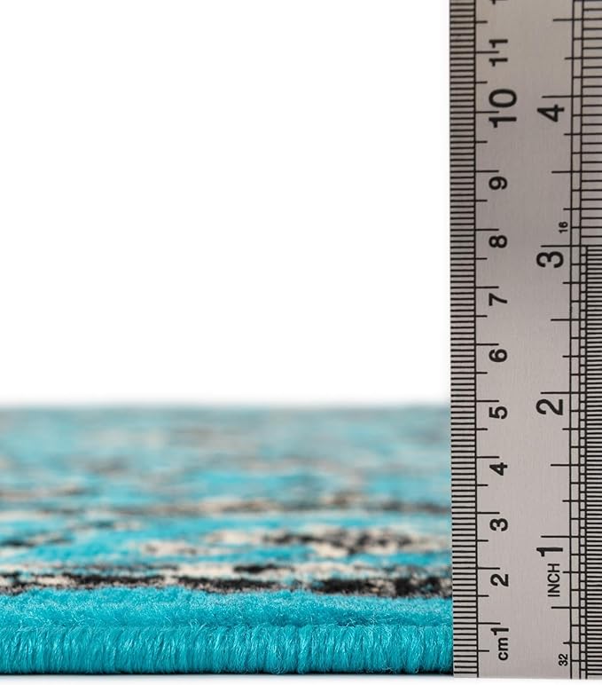 Unique Loom Sialk Hill Collection Area Rug - Washington (6' 1" x 9' Rectangle Turquoise/Black)