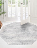 Unique Loom Finsbury Collection Area Rug - Sarah (7' 10" Octagon, Gray/ Ivory)
