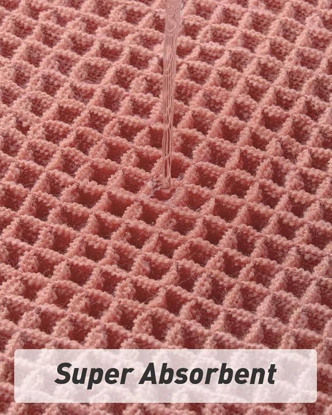 AMOAMI Upgraded Waffle Runner Rug Super Absorbent Non Slip Bath Mats for Bathroom Machine Washable Bathroom Runner Rug with Tassels, Ideal for Hallway Bedroom Laundry Room, Coral, 2'x 5'(24" x 60")