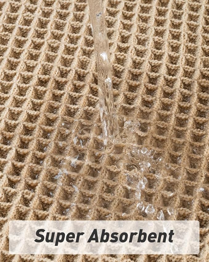 Upgraded Waffle Runner Rug Super Absorbent Non Slip Bath Mats for Bathroom Floor, Machine Washable Bathroom Runner Rug with Tassels, Ideal for Hallway Bedroom Laundry Room, Brown, 2'x 4'(24" x 48")