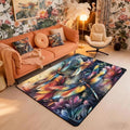 Dragonfly 5x7 Area Rug Colorful Flowers Living Room Rug | Watercolor Beetles Rugs for Bedroom, Dreamy Rustic Aesthetic Animal Carpet Indoor Floor Mat