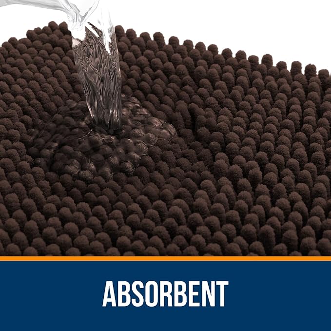 OLANLY Bathroom Rugs 59x20, Extra Soft Absorbent Chenille Bath Rugs, Rubber Backing Quick Dry, Machine Washable Bath Mats for Bathroom Floor, Tub and Shower, Home Decor Accessories, Brown