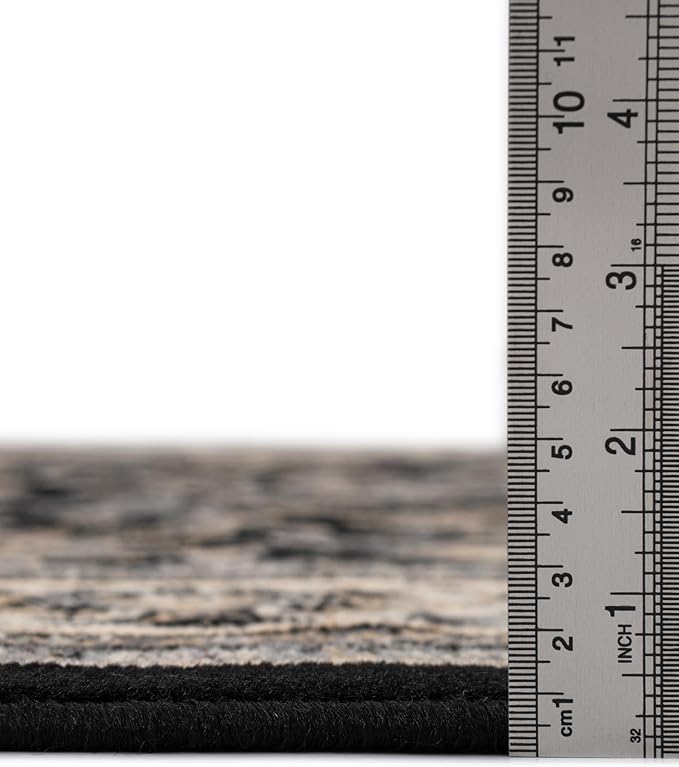 Unique Loom Sialk Hill Collection Area Rug - Washington (7' 10" Round Black/Gray)