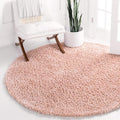 Unique Loom Davos Shag Collection Area Rug - Solid (6' 7" Round, Dusty Rose)