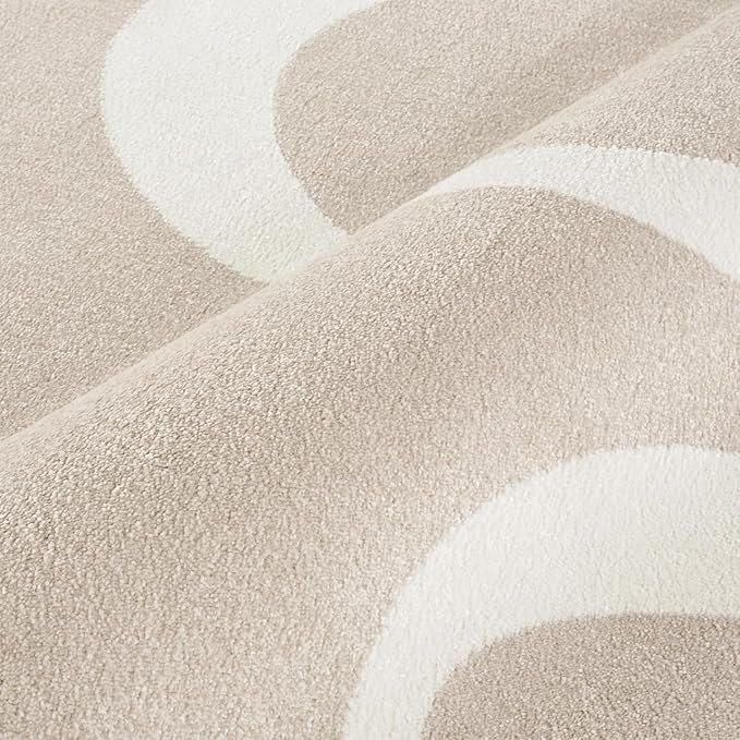Abani Deco Collection Area Rug - Beige Modern Abstract Ribbon Design - 5' x 8' - for Living Room, Bedroom & Office