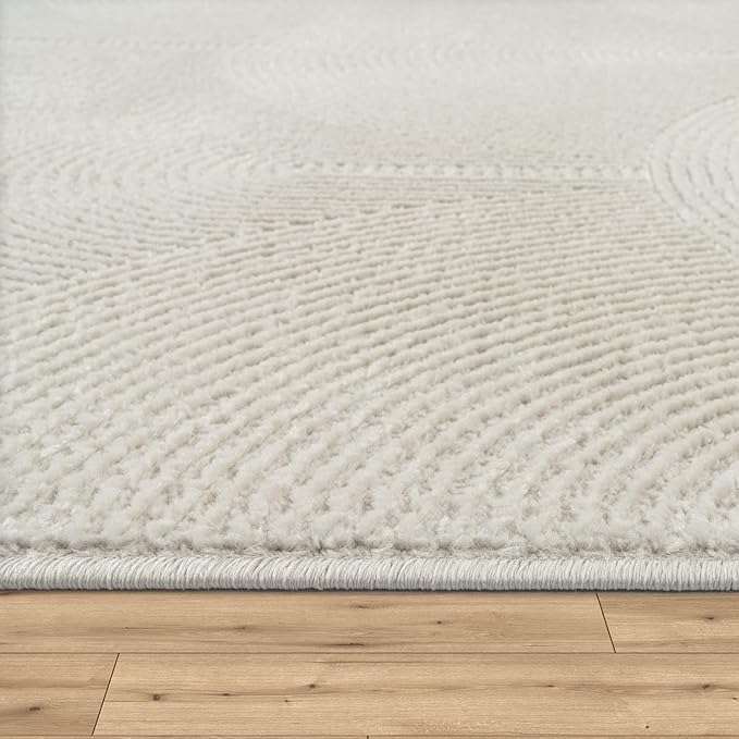 Paco Home Modern Area Rug with Minimalist Arched Lines in Neutral Cream, Size: 2'8" x 4'11"