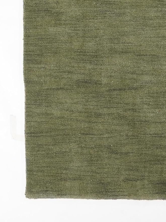 Rugsotic Carpets Hand Knotted Loom Wool 2'6''x10' Runner Area Rug Solid Green L00111