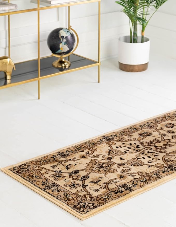Unique Loom Sialk Hill Collection Area Rug - Washington (2' 7" x 10' Runner Ivory/Black)
