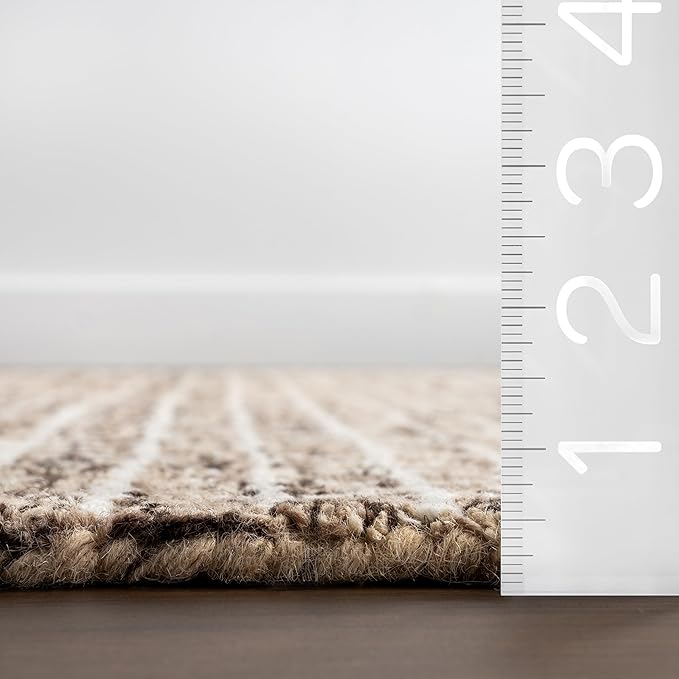 Rugs USA Melrose Handmade, Brown/Ivory, 2' 6" x 6', Wool & Cotton, Soft and Cozy, High Traffic, Stain Resistant, Easy Clean, Durable Runner for Bedroom, Living Room, Dining Space, Den, Foyer, Entryway