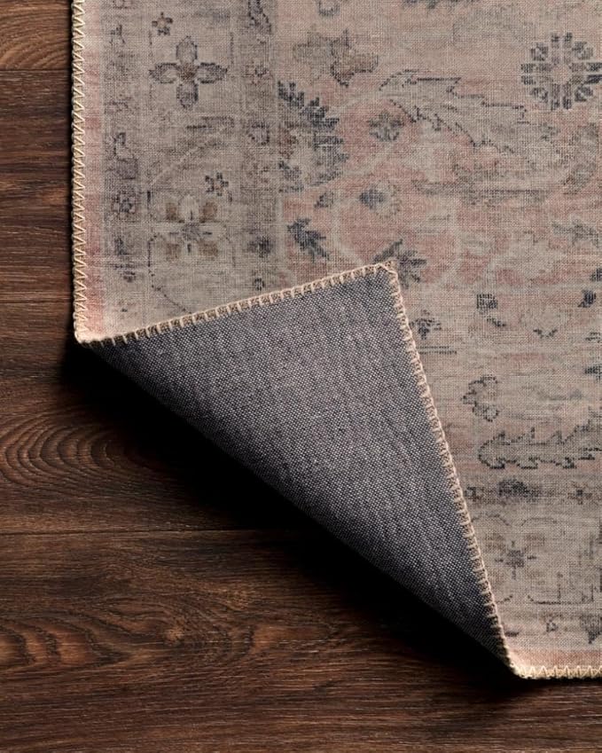 Loloi Hathaway Collection HTH-06 Blush/Multi 2'-6" x 7'-6", .25" Thick Runner Rug, Soft, Durable, Printed, Modern, Low Pile, Non-Shedding, Easy Clean, Living Room Rug