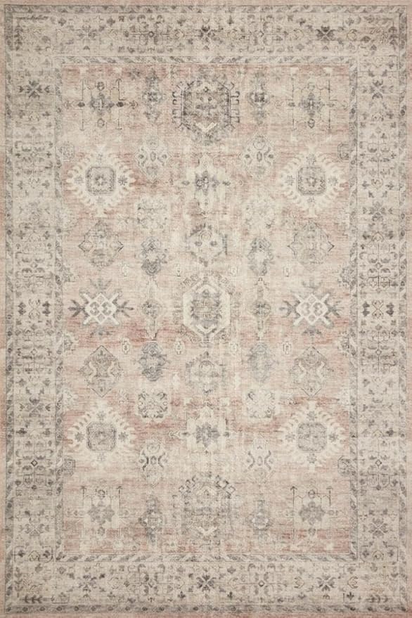 Loloi Hathaway Collection HTH-03 Java/Multi 7'-6" x 9'-6", .25" Thick Area Rug, Soft, Durable, Printed, Modern, Low Pile, Non-Shedding, Easy Clean, Living Room Rug