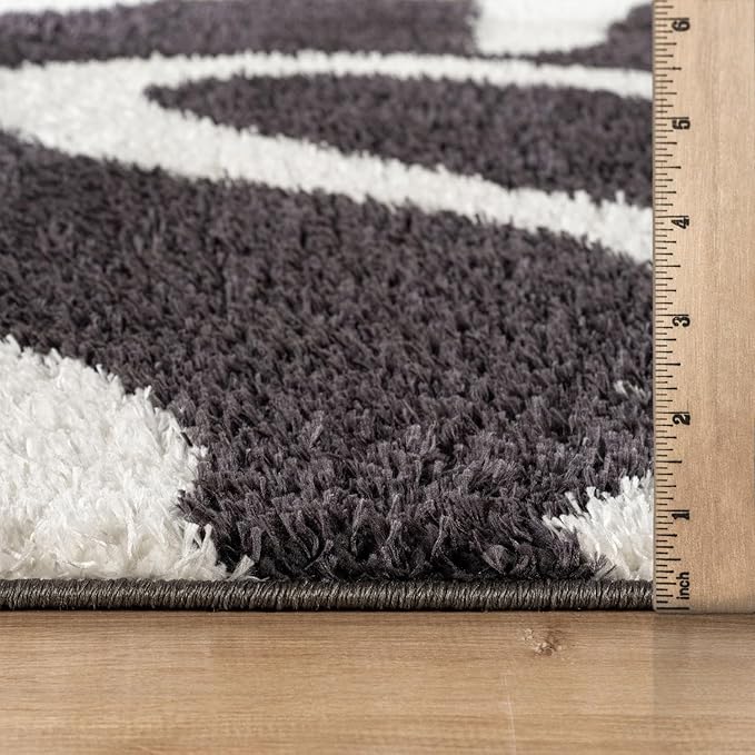 Rugshop Abstract Wavy Shag Area Rug Anthracite Dark Gray 2' x 3' Ideal for Entryways, Kitchens, or Small Spaces