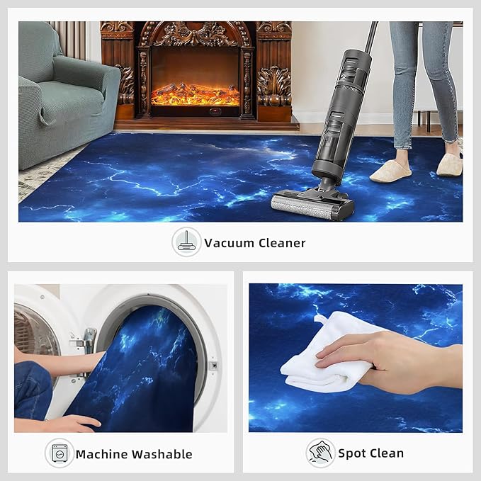 6x9 Lightning Living Room Rug - Natural Weather Bedroom Carpet, Thunderstorm Lightning Classroom Rug for Carpet Boy Bedroom Office Nursery Hardwood Home Decor