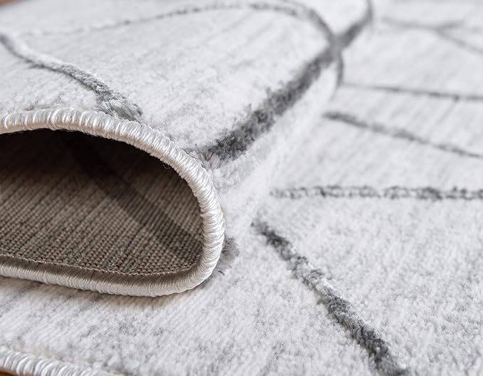 Rugs.com Lattice Trellis Collection Rug – 3 Ft Round White Low-Pile Rug Perfect for Kitchens, Dining Rooms