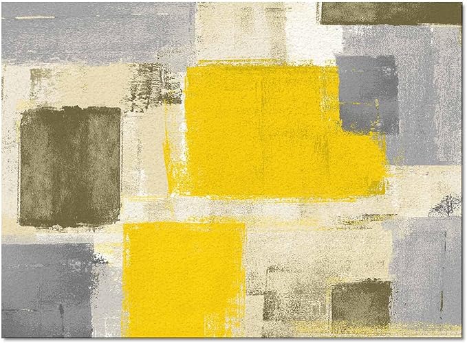 Yellow Rectangular Area Rugs for Living Room Bedroom 3 x 5 ft Abstract Paint Texture Modern Art Non-Shedding Soft Low Pile Rug Non Slip Washable Rug for Nursery Entryway Playroom