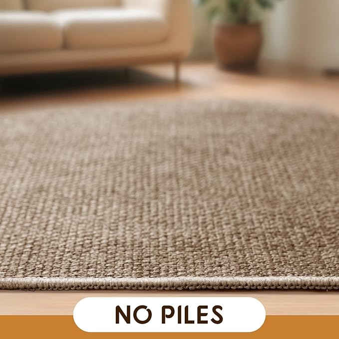 LBRO2M Easy Jute Solid Area Rug 8X10 Washable Rugs for Living Room Bedroom Natural Jute Indoor Outdoor Carpet Durable, Solid Non Shedding Eco Friendly (8X10 Natural)