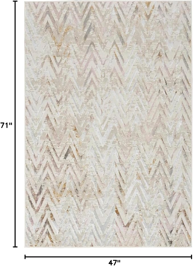 Nourison Home Glam Multicolor 3'11" x 5'11" Area Rug - Easy Clean, Non Shedding, Bed Room, Living Room, Dining Room, Kitchen (4' x 6')