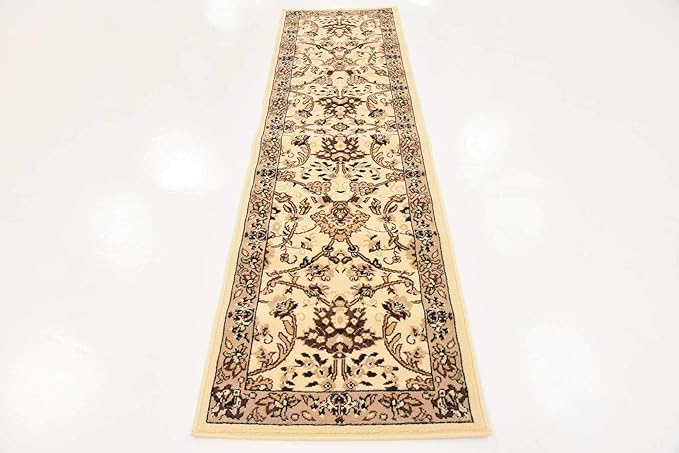 Unique Loom Sialk Hill Collection Area Rug - Washington (2' 2" x 8' 2" Runner Ivory/Black)