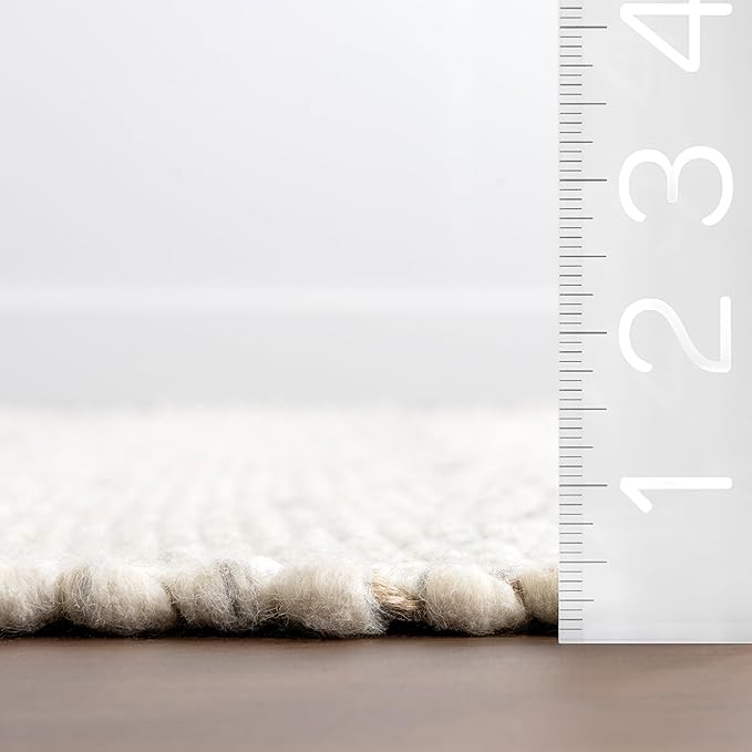 Rugs USA Hamptons Marled Ivory/Grey, 6' x 9', Hand Woven, Marled, Tassel, Soft and Cozy, High Traffic, Stain Resistant, Easy Clean, Durable Area Rug for Bedroom, Living Room, Dining, Den, Foyer
