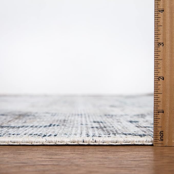 Bloom Rugs Washable Non-Slip 3' x 5' Rug - Teal/Beige Traditional Area Rug for Living Room, Bedroom, Dining Room, and Kitchen - Exact Size: 3' x 5'