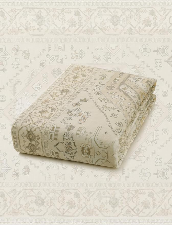SERISSA Runner Rug for Hallways, 2'6"x8' Washable Non Slip Kitchen Runner Rug, Long Boho Rug Vintage Beige Hallway Stair Ultra Soft Print Floor Carpet for Bedroom Bathroom Laundry Room
