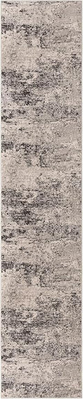 Rugs.com Leipzig Collection Rug – 13 Ft Runner Gray Low-Pile Rug Perfect for Hallways, Entryways