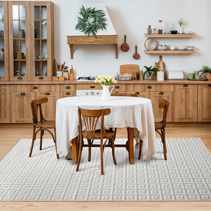 LUXE WEAVERS Geometric Greek Pattern Area Rug, Cream, 8'X10'