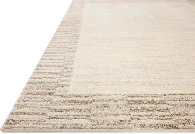 Loloi Chris Loves Julia Calvin Collection CLV-04 Ivory/Pebble 3'-6" x 5'-6" Accent Rug Checkered Neutral Soft Living Room Bedroom Carpet