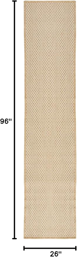 Nourison Home Courtyard Natural 2'2" x 8' Area Rug - Easy Clean, Non Shedding, Bed Room, Living Room, Dining Room, Kitchen (8' Runner)