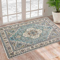 Boho Vintage Oriental Entry Rugs for Entrance Non-Slip Washable Tribal Small Area Rug,Ultra Soft Bohemian Floral Medallion Low-Pile Indoor Front Door Mat for Bedroom Kitchen Bathroom 16" x 24"