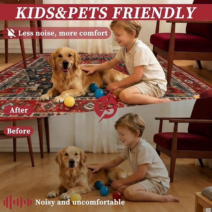 Enkor Runner Rugs for Hallway, 2x10 Washable Soft Boho Non Slip Floor Rugs for Kitchen, Modern Mat for Living Room Bedroom Entryway Red & Blue