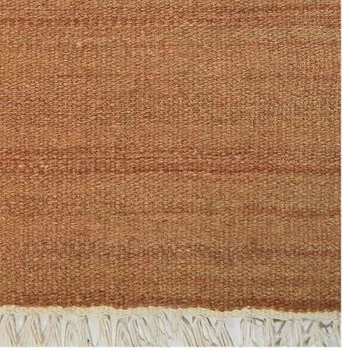 Rugsotic Carpets Hand Woven Flat Weave Kilim Wool ECO-Friendly Area Rugs - 4'x6', Rectangle Shape, Orange Color, Solid Plain Design, Low Pile Handmade Rugs for Living Room, Bed Room (D00111)