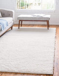 Unique Loom Davos Shag Collection Area Rug - Solid (7' 1" x 10' Rectangle, White/ Ivory)