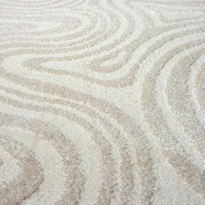 LUXE WEAVERS Geometric Swirl Cream 8x10 Area Rug High Low Modern Carpet