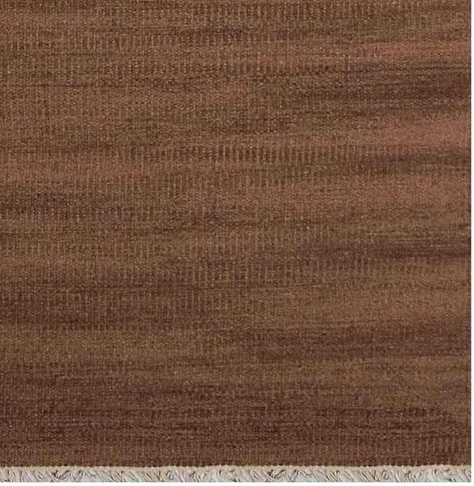 Rugsotic Carpets Hand Woven Flat Weave Kilim Wool 2'6''x6' Runner Area Rug Solid Light Brown D00111