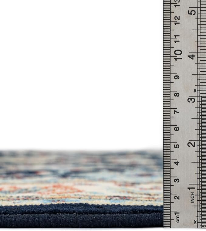 Unique Loom Sialk Hill Collection Area Rug - Washington (7' 10" x 10' Rectangle Navy Blue/Cream)
