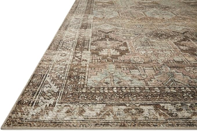 Loloi Amber Lewis Billie Collection, Clay & Sage 8'-6" x 11'-6" Area Rug – Antique & Distressed Accent Rugs for Living Room, Bedroom, Entryway & Hallway, No Shed High Traffic Area Home Decor Rug