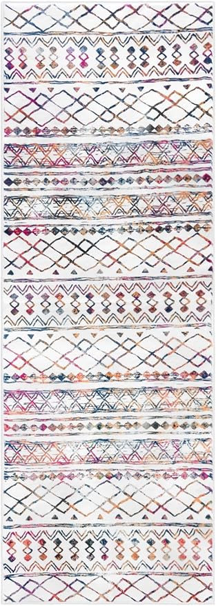 KUTA 2x6 Non-Slip Washable Runners for Hallways, Multi-Color Moroccan Boho Distressed Geometric Vintage Kitchen Runner, Ultra Soft Floor Mat for Entryway, Bathroom, Laundry, Living Room, Bedroom