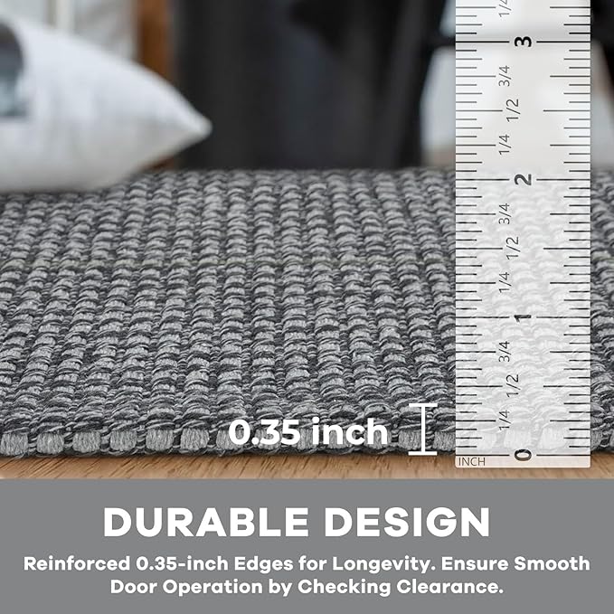 KOZYFLY Runners for Hallways 3x10 ft Washable Kitchen Runner Non Slip Rubber Backed Hallway Rugs Cotton Entryway Runner Rug Floor Carpet for Indoor Hall, Backdoor, Kitchen, Grey/Dark Grey