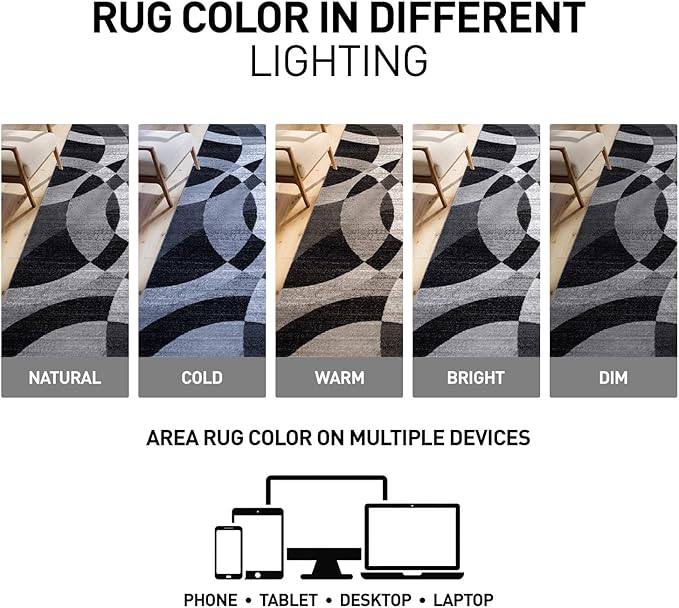 Rugshop Contemporary Abstract Circles Perfect for high Traffic Areas of Your Living Room,Bedroom,Home Office,Kitchen Area Rug 9' x 12' Gray