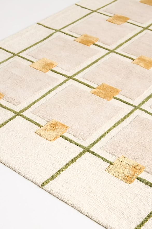 Greer Hand-Tufted Wool Rug - Elegant Taupe and Olive Geometric Pattern for Sophisticated Home Decor (2.5x11 Ft)