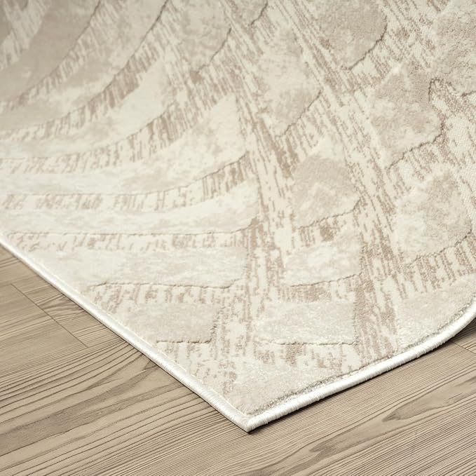 Abani Terra Cream Area Rug for Living Room, Bedroom - Rustic Modern Pattern - 6' x 9' - Durable & Easy to Clean
