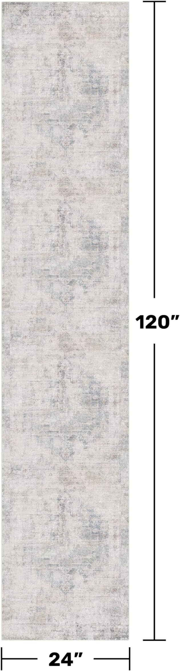 Non Slip 10ft Long Hallway Runner Rug - Blue and Gray 2 x 10 Runner Rug, Washable & Waterproof 2x10 Kitchen Floor Mat - Modern Abstract Design Décor