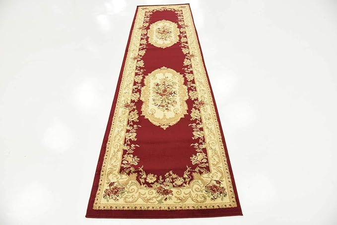 Unique Loom Versailles Collection Traditional Classic Floral Motif Area Rug (2' 7 x 10' 0 Runner, Burgundy/ Ivory)