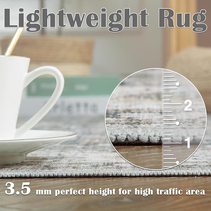 jinchan Runner Rug 2x5 Washable Hallway Rug Distressed Gray Multi Vintage Floral Runner Kitchen Floor Cover Indoor Mat Retro Entryway Living Room Bedroom Office Farmhouse Grey