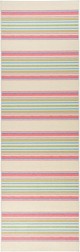 Dash & Albert Cady Stripe Multi Machine Washable Rug, 7.5 X 9.5 Feet, Multicolored Stripe Pattern - Premium Luxury Hotel Quality Soft Breathable Hypoallergenic Machine Washable Easy Care All Season