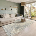 GLN Rugs Contemporary Collection - Machine Washable Area Rug, Contemporary Washable, Non Slip, Low Pile Chenille Rug, Living Room, Bedroom, Kitchen Rug (5' x 7' Lines Cream)